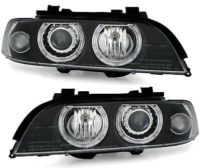 Coppia Fari Fanali Anteriori Tuning Angel Eyes Fari per serie 5 E39 Neri