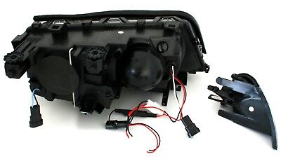 Coppia Fari Fanali anteriori tuning Angel Eyes E46 Neri berlina touring 98-01