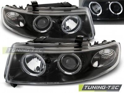 Coppia Fari Fanali Anteriori Tuning LEON / TOLEDO 04.99-08.04 ANGEL EYES Nero