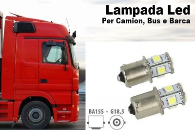 24V Coppia Lampada Lampadina LED BA15S (G18.5) R5W BIANCO Camion Bus Barca