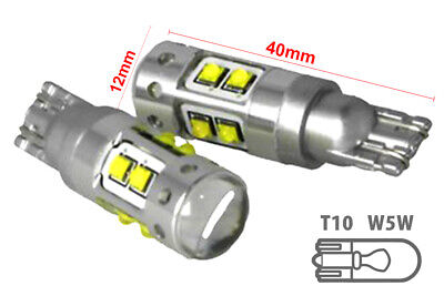 COPPIA LAMPADA Led T15 W16W T10 W5W 12V 50W 10 Smd Cree Con Lente No POLARITà BI