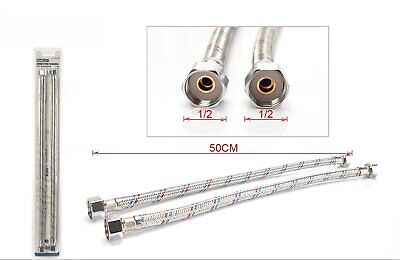 Coppia Tubi Flessibili Per Miscelatore Rubinetto Lungo 50cm Connettori F 1/2" e