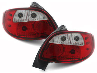 Coppia fari fanali posteriori TUNING 206 98-05 3/5 porte ROSSO/BIANCO