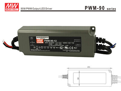 Alimentatore Led Meanwell PWM-90-12 Dimmerabile 90W 12V IP67 Dimming 3 in 1