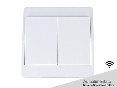 Interruttore RF Wireless Telecomando Senza Batteria Pila 2 Tasti Impermeabile