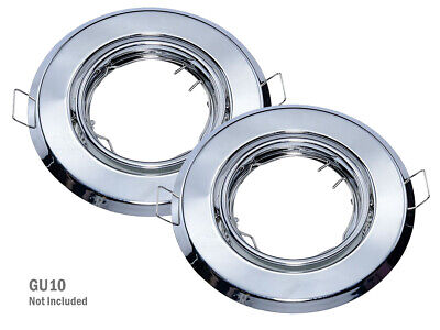 2 PZ Porta Faretti Led GU10 MR16 Rotondo Orientabile Con Molla Colore Cromato S