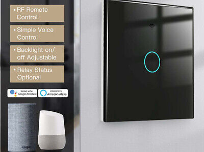 Interruttore Wifi Da Parete 86X86 Pannello Touch 1 Tasto Colore Nero + RF 433