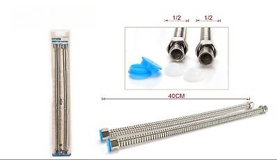 Coppia Tubi Flessibili Per Miscelatore Rubinetto Lungo 40cm Connettori F 1/2" e