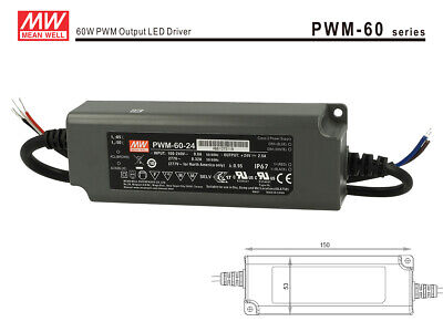Alimentatore Led Meanwell PWM-60-24 Dimmerabile 60W 24V IP67 Dimming 3 in 1