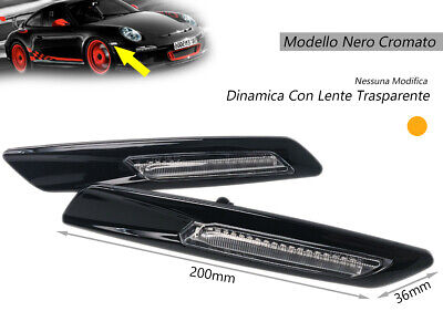 Kit Freccia Laterale a Led Side Marker Dinamica Nero Cromato Lente Trasparente