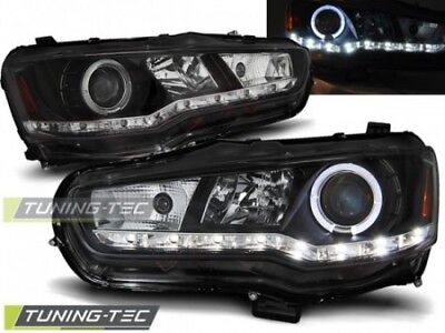 Coppia Set Kit Fari Fanali Anteriori Tuning LANCER 8 08- DAYLIGHT Nero