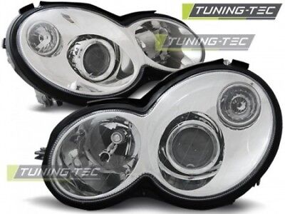 Coppia Set Fari Fanali Anteriori Tuning CL203 Classe C 00-04 Cromato Alogeni H7
