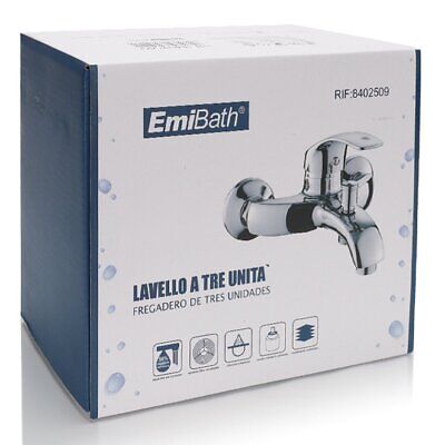 Kit Rubinetto Vasca Doccia Miscelatore A Muro Monoleva Acqua Calda e Fredda