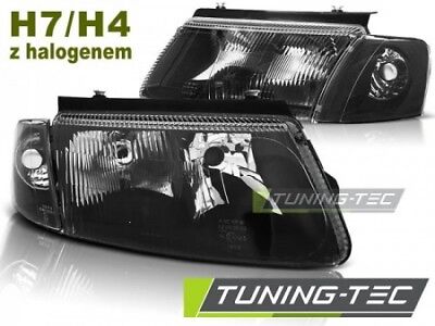 Coppia Fari Fanali Anteriori Tuning PASSAT B5 3B 11.96-08.00 Nero Con Fendinebbi