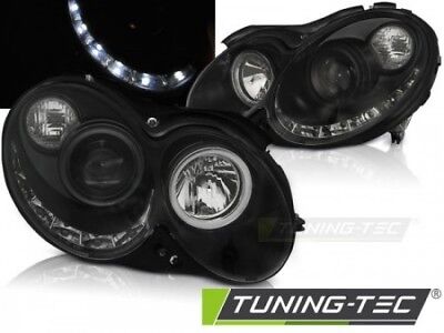 Coppia Fari Fanali Anteriori Tuning CLK W209 03-10 DAYLIGHT Nero Alogeni H7+H1