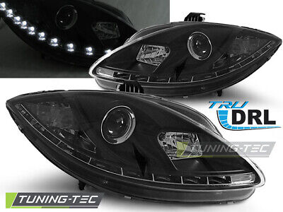 HEADLIGHTS TRUE DRL BLACK fits LEON ALTEA 09-12