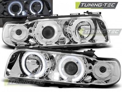 Coppia Set Fari Fanali Anteriori Tuning E38 06.94 - 08.98 ANGEL EYES Cromato
