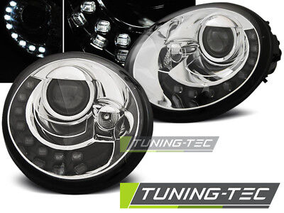 Coppia fari Fanali Anteriori Tuning NEW BEETLE (10.1998-05.2005) LED Cromati