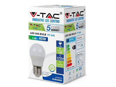 Lampada A Led E27 G45 5.5W Freddo 6400K Forma Sfera Bulbo Palla 240 Gradi 220V