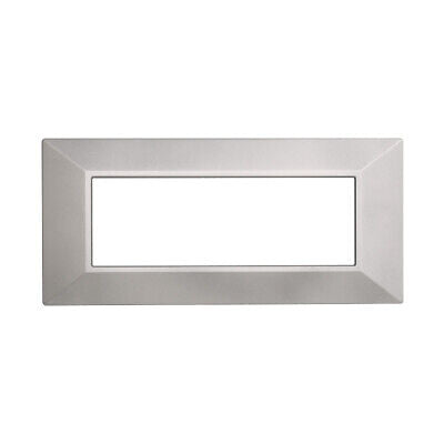 ETTROIT Placca Piramide Serie Moon 6P Colore Silver Compatibile Con Bticino