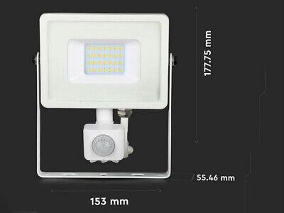 Faro Led Flood Light Slim 20W IP65 Neutro 4000K Carcassa Bianca con Sensore PIR
