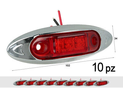 10 Pezzi Fanali Laterali Led 24V 12V Colore Rosso Per Luci Ingombro Cortesia
