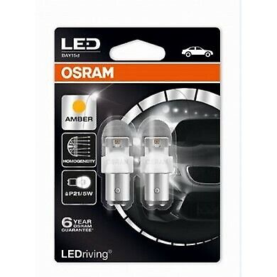 Coppia Lampade Lampadine OSRAM LEDriving 2W 0.4W 12V BAY15d P21/5W Ambra