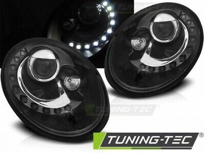 Coppia Fari Fanali Anteriori Tuning NEW BEETLE 06-12 LED NERO Alogeni h7