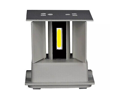Applique Led Quadrata Da Parete 12W 4000K Carcassa Grigia IP54 Doppio