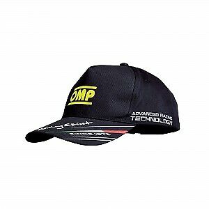 Cappellino con visiera omp racing nero  paddok  pista tempo libero