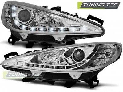 Coppia Fari Fanali anteriori Tuning 207 5.2006 >6.2012 DAYLIGHT Cromato