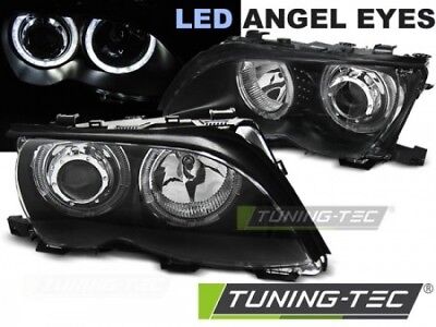 Coppia Set Fari Fanali Tuning E46 09.01-03.05 ANGEL EYES LED Nero Alogeni H7