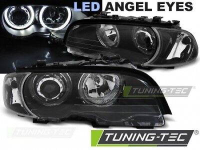 Coppia Set Fari Fanali Tuning E46 04.99-03.03 COUPE CABRIO ANGEL EYES LED Nero