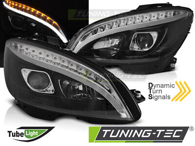 HEADLIGHTS TUBE LIGHT BLACK SEQ fits W204 07-10