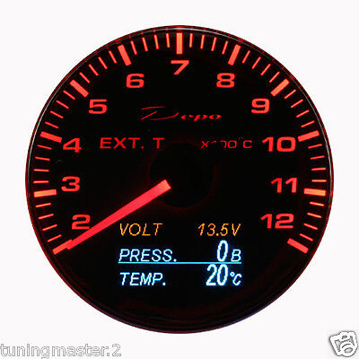 Manometro Strumento 60mm DEPO Termocoppia EGT (4 in 1) Volt/Temp.Olio/Press.Olio