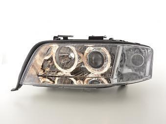 Coppia Fari Fanali Anteriori Tuning Angel Eyes A6 4B 01-04 cromato