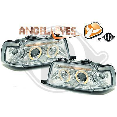 Coppia fari fanali anteriori TUNING 80 91-94 chrome con anelli ANGEL EYES