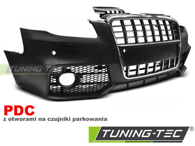 FRONT BUMPER SPORT CHROME BLACK PDC fits A4 04-08
