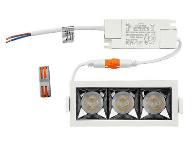 Faretto Led Da Incasso Rettangolare 3X4W Freddo 5700K UGR<19 Riflettore 38&d