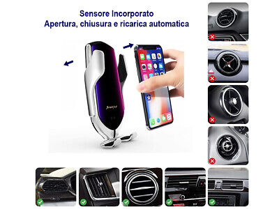 Caricabatterie Wireless 10W Porta Telefono Supporto Smartphone Cellulare
