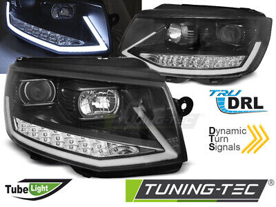 HEADLIGHTS TUBE LIGHT DRL BLACK CHROME SEQ fits T6 15-19