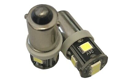 Coppia 24V Lampada Led BA9S T4W Bianco Freddo 6 Smd 2835 360 Gradi No Polarita