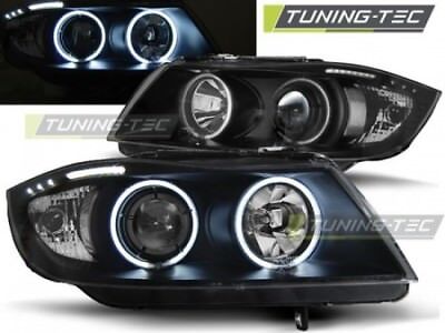 Coppia Set Fari Fanali Anteriori Tuning E90/E91 03.05-08.08 ANGEL EYES Nero H7