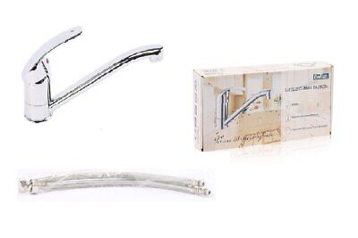 Kit Rubinetto Cucina Bocca Bassa Appogio Su Lavello Misura 110x230mm Argento