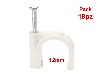 18 Pezzi Fermacavo con Chiodo 12mm Clip per Cavi Fissacavi A Muro