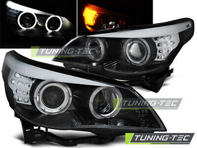 HEADLIGHTS ANGEL EYES BLACK LED INDICATOR fits E60/E61 03-07