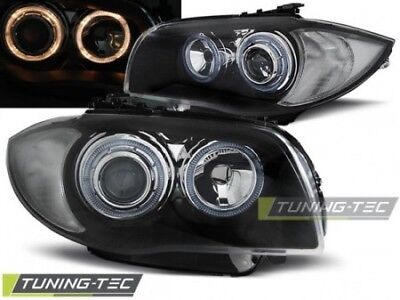 Coppia Set Fari Fanali Anteriori Tuning 1 E87/E81/82/88 04-11 Neri Alogeni H7