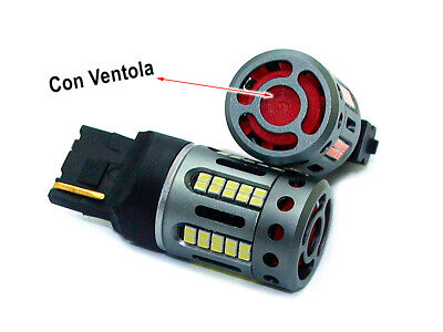 Lampada Led 7440 T20 W21W 100% Canbus 12V 21W Effettiva Bianco 6000K Con Ventol