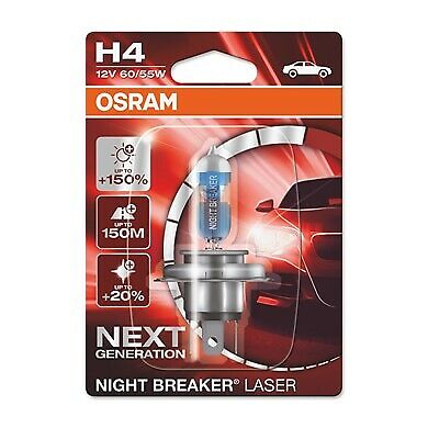 1 Lampada Lampadina Luce OSRAM NIGHT BREAKER [LASER] H4 (P43t) 12V 60/55W BLISTE