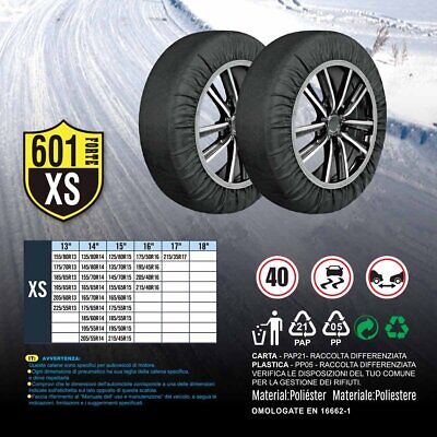Calze Da Neve per Auto Omologate EN 16662-1-2020 Colore Nero Misura XS Catena